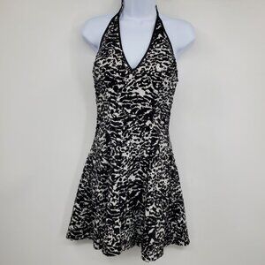 Shawn Yearick Halter Neckline Black and White Sequin Short Mini Dress Size 4
